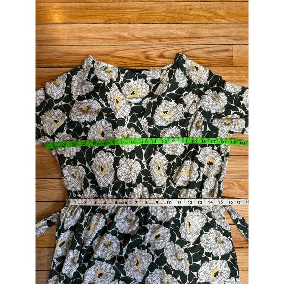 Lands End | Green Floral Cotton Wrap Midi Dress | Size Medium 10-12 - Picture 13 of 15